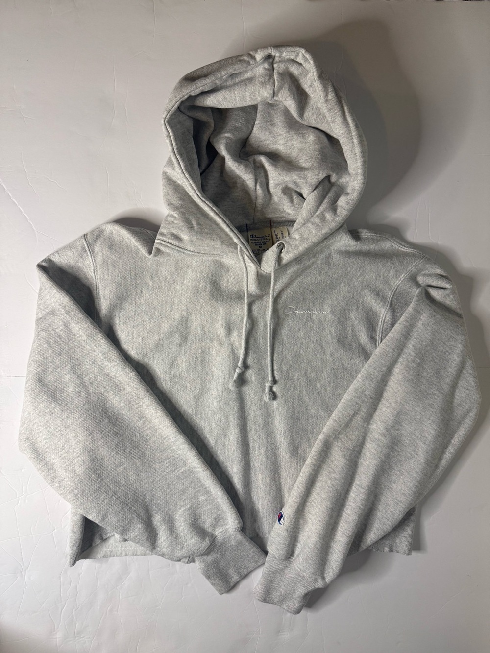 Champion Light Gray Pullover Hoodie with Subtle Logo